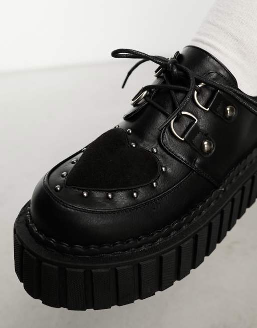 Zapatos Creeper negros con corazones en relieve Cryptic Love de Lamoda, 2 de 4