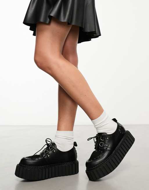 Zapatos Creeper negros con corazones en relieve Cryptic Love de Lamoda, 4 de 4