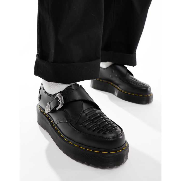 Zapatos Creepers negros estilo Monk con suela Quad de Dr. Martens