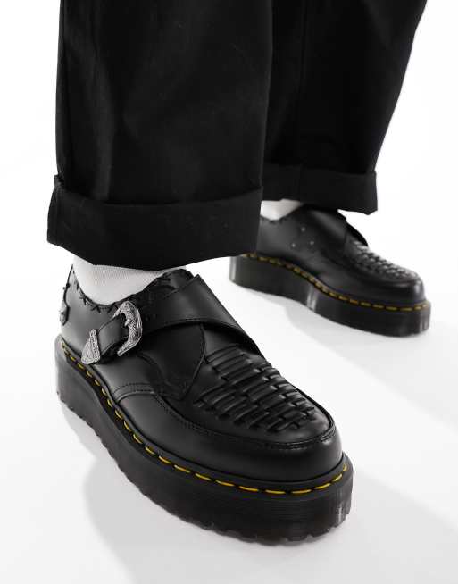 Zapatos Creepers negros estilo Monk con suela Quad de Dr. Martens