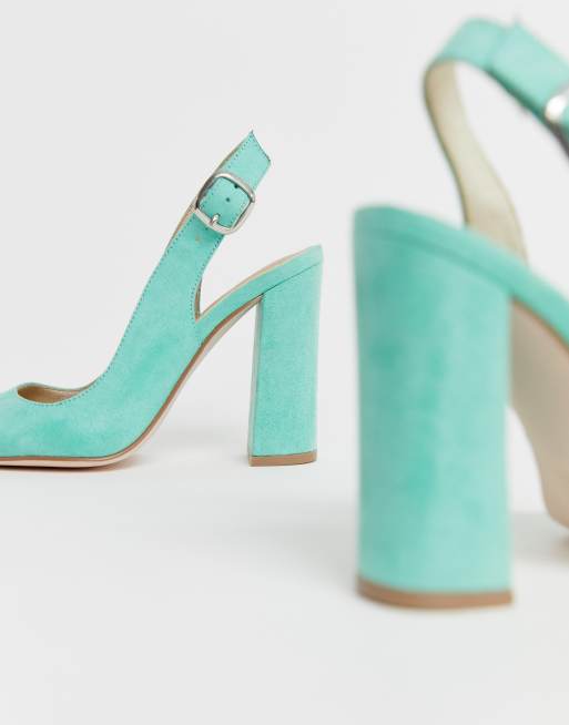 Zapatos de corte ancho con tac n cuadrado y tira trasera en color agua Penley de ASOS DESIGN