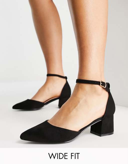 Zapatos corte ancho con tacón medio cuadrado negro de Collection | ASOS