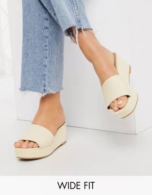 Zapatos de cuña media de denim color crema Tazlin de ASOS DESIGN Wide Fit