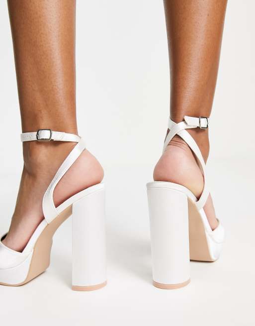 Zapatos de novia blancos con tacón y plataforma Vanyaa de Be | ASOS