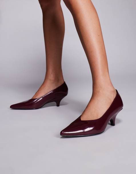 Zapatos de salón burdeos de tacón bajo Lunch Date de Public Desire - view 1