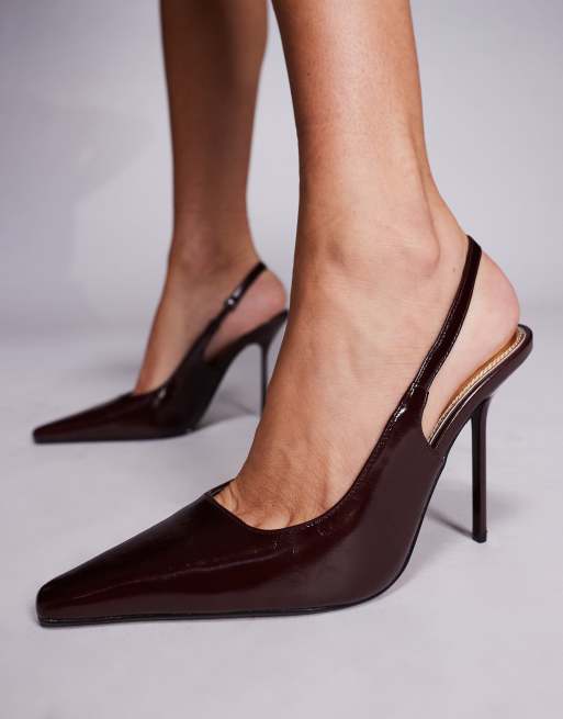 Zapatos de salón burdeos destalonados con puntera cincelada de River Island, 3 de 4