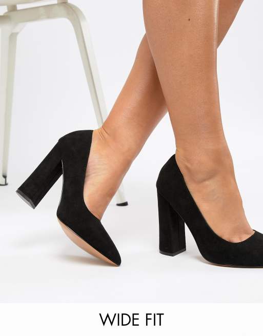 perfil ético Habitual Zapatos de salón de tacón alto en negro con diseño en punta y corte ancho  Palmer de ASOS DESIGN | ASOS