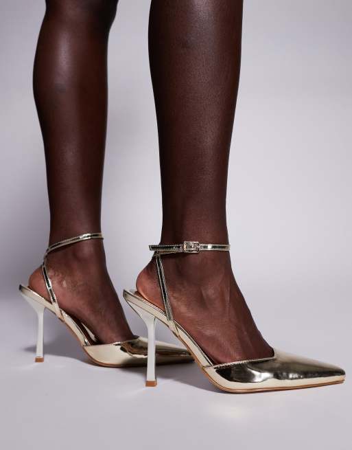 Zapatos de salón dorados destalonados Bebbo de Simmi London Wide Fit