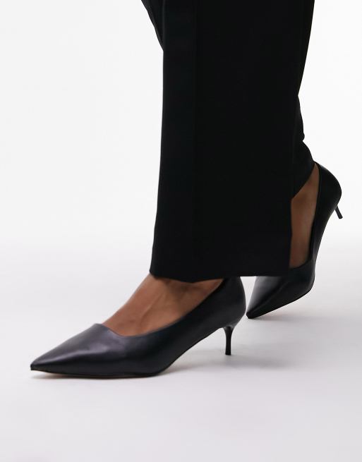 Zapatos de salón negros de tacón bajo Dotty de Topshop Wide Fit