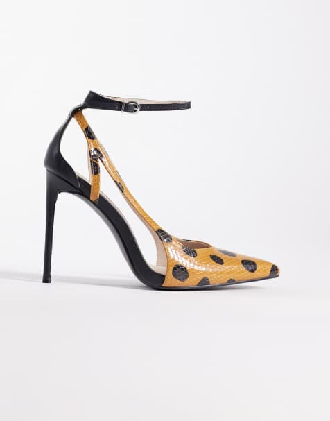 Zapatos de salón negros de tacón con estampado de guepardo y puntera fina Allegedly de Public Desire - view 1