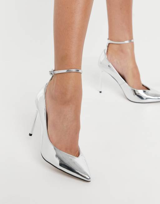 Zapatos de salón plateados con tacón aguja corte ancho Winner de ASOS DESIGN | ASOS