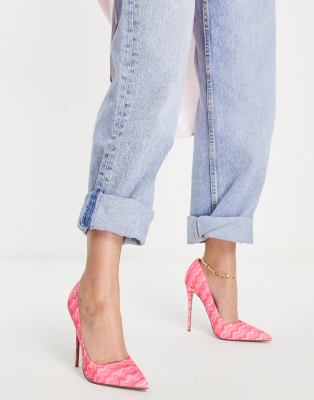 Zapatos de salón rosas estampados con tacón de aguja Passion de ASOS DESIGN