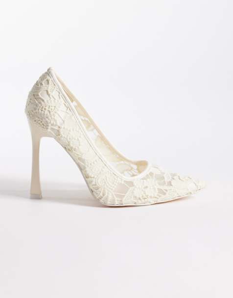 Zapatos de tacón color marfil de encaje Elderflower de Public Desire - view 1