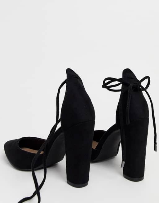 Zapatos de tacón cuadrado con pulsera al tobillo en negro Glamorous Wide Fit | ASOS