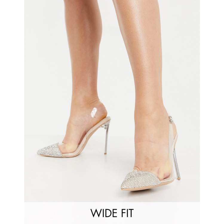 Zapatos de tacón de transparentes con punteras con adornos Rania de Be Mine Bridal Wide Fit | ASOS