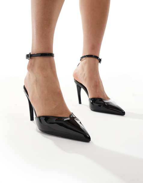 Zapatos de tacón en punta en negro de Glamorous Wide Fit - view 1