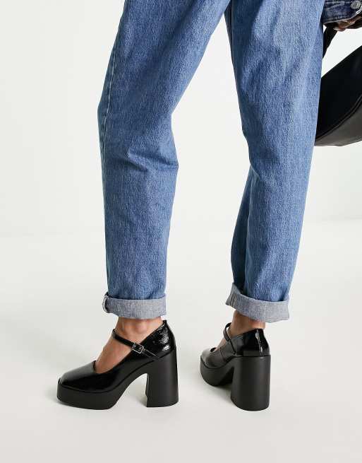Zapatos de tacón negros estilo merceditas de corte ancho con plataforma de ASOS DESIGN, 3 de 4