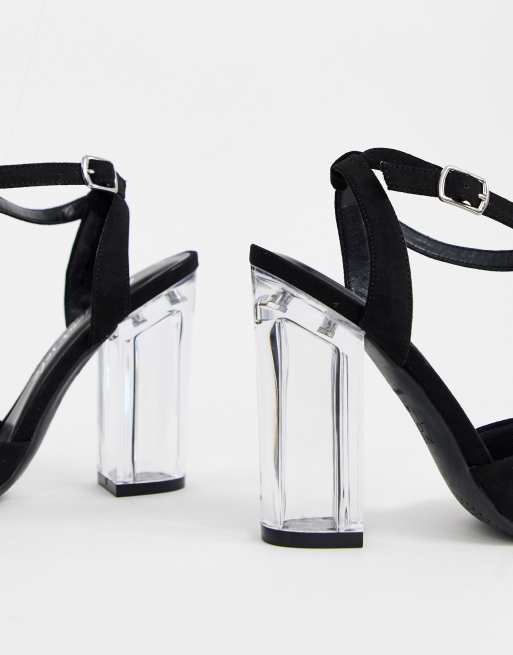 Zapatos tacon ancho online transparente