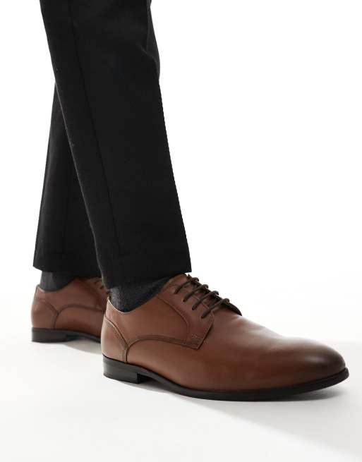 Zapatos Derby color tostado con cordones de cuero de ASOS DESIGN