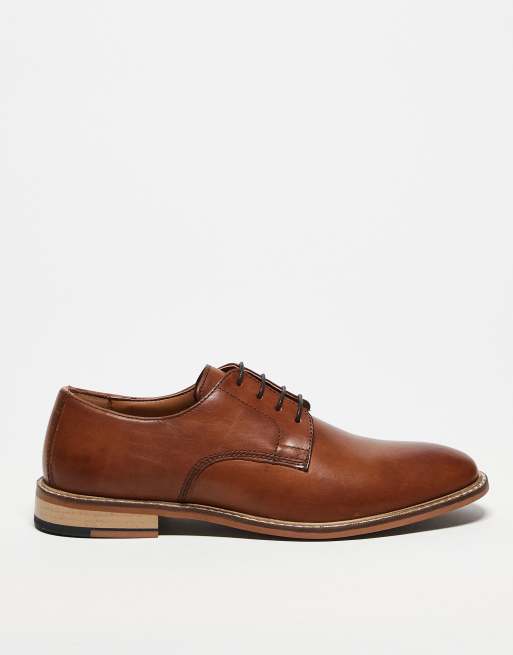 Zapatos Derby color tostado con cordones de cuero de ASOS DESIGN
