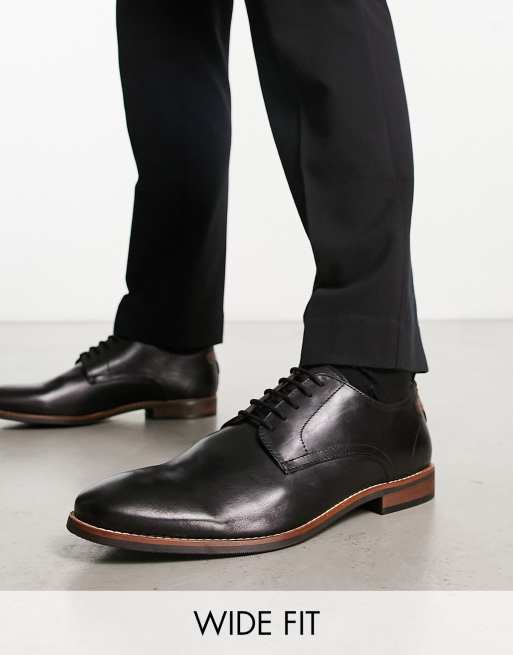 Zapatos Derby negros con cordones de cuero Striver de Dune London Wide Fit