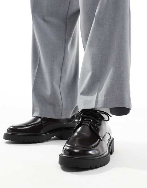 Zapatos Derby negros con cordones, suela gruesa y bandeleta de ASOS DESIGN