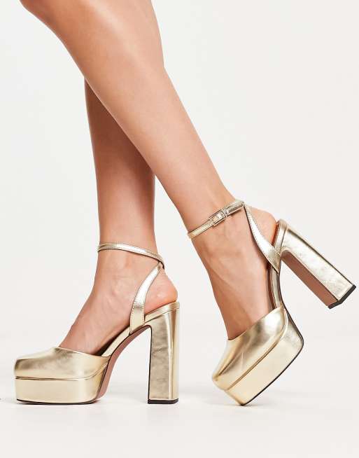 Zapatos dorados de tac n alto con plataforma Peaked de ASOS DESIGN