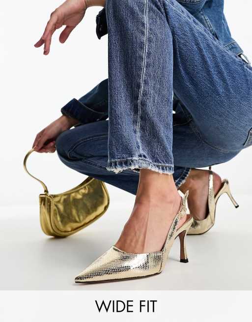 Zapatos dorados destalonados con tacón de aguja de ASOS Fit ASOS