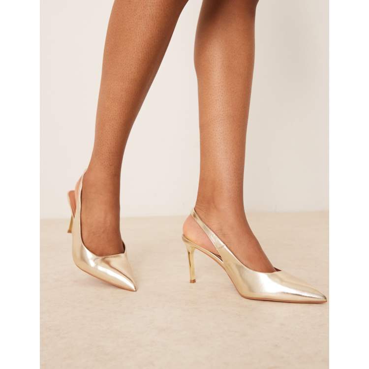 Zapatos dorados destalonados de tacón de aguja medio Spicy de ASOS