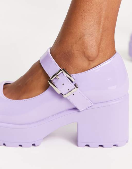 Zapatos lila uniforme de tacón estilo merceditas Tira de KOI    , 4 de 4