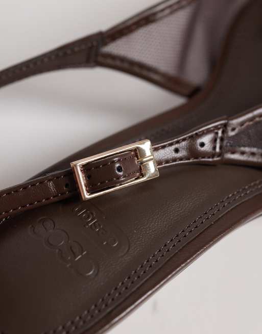 Zapatos marrón chocolate destalonados de tacón bajo de malla Skip de ASOS DESIGN, 4 de 4
