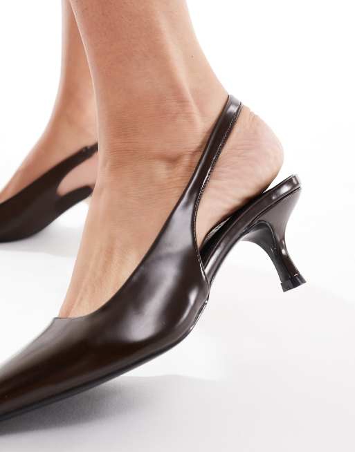 Zapatos marrón chocolate destalonados de tacón bajo Maybach de SEQWL, 4 de 4
