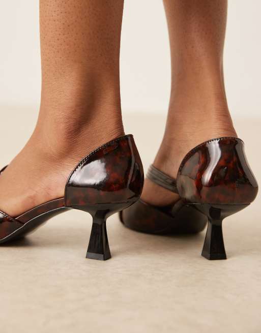 Zapatos marrón efecto carey destalonados de tacón bajo de Glamorous, 3 de 4
