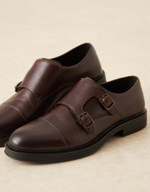 Zapatos Monk marrones de cuero Vincent de WALK LONDON, 3 de 4