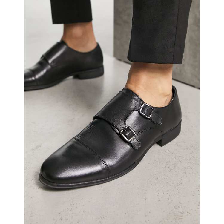 Zapatos Monk negros de cuero Ross de Schuh ASOS