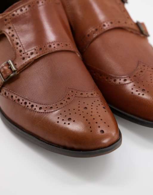 Zapatos Monk tostados tipo Oxford de cuero de Red Tape, 3 de 4