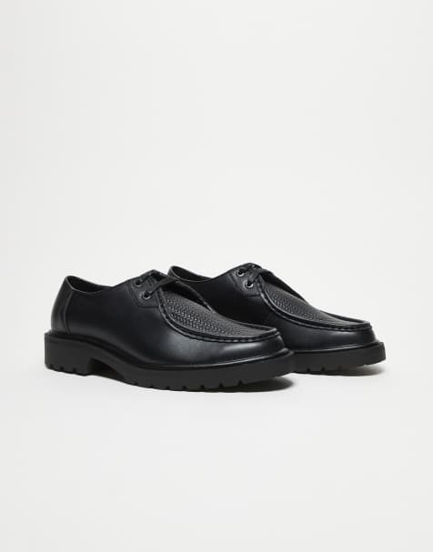 Zapatos negros con cordones y bandeleta de tejido texturizado de ASOS DESIGN - view 1