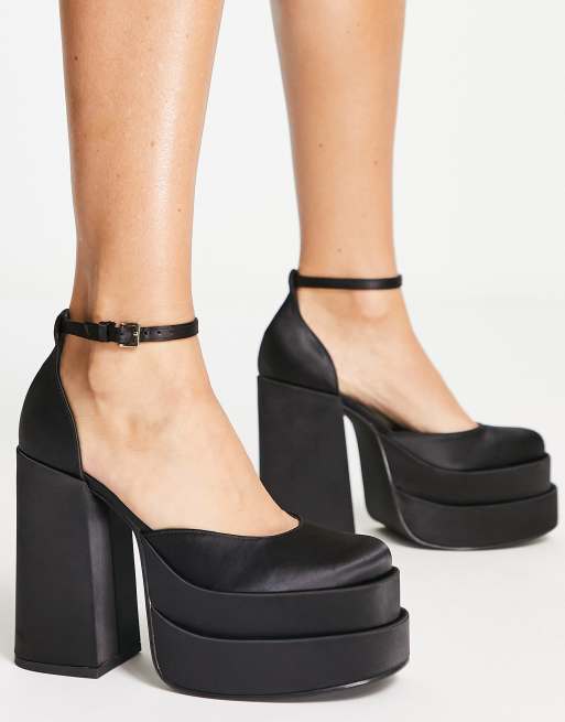 Zapatos negros con plataforma de sat n Charlize de Steve Madden