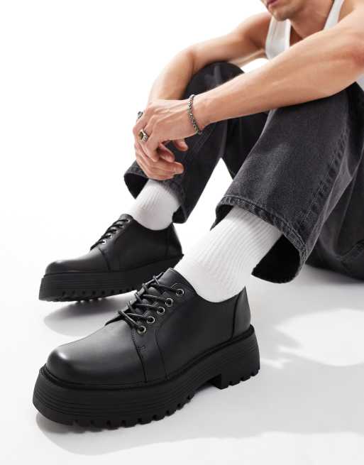 Zapatos negros con suela gruesa y cordones de ASOS DESIGN 