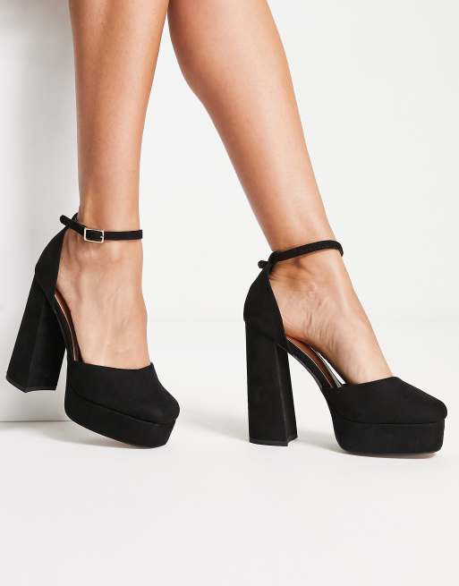 Zapatos negros con tacón alto y plataforma Priority de ASOS DESIGN |