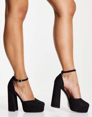 Zapatos negros con tacón alto y plataforma Priority de ASOS DESIGN |