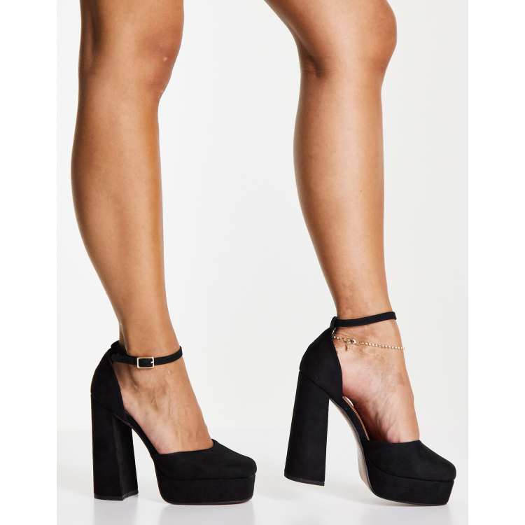 Zapatos negros con tacón alto y plataforma Priority de ASOS DESIGN |
