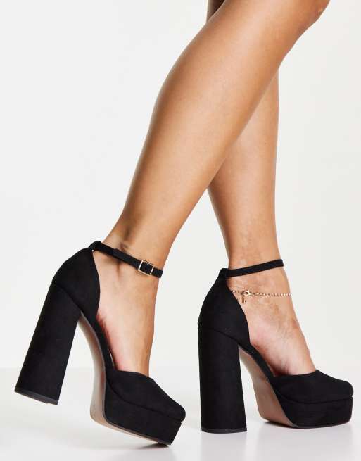 Zapatos negros con tacón y plataforma Priority de DESIGN ASOS