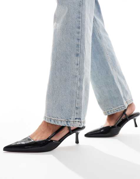 Zapatos negros con tira talonera y tacón bajo Strike de ASOS DESIGN - view 1