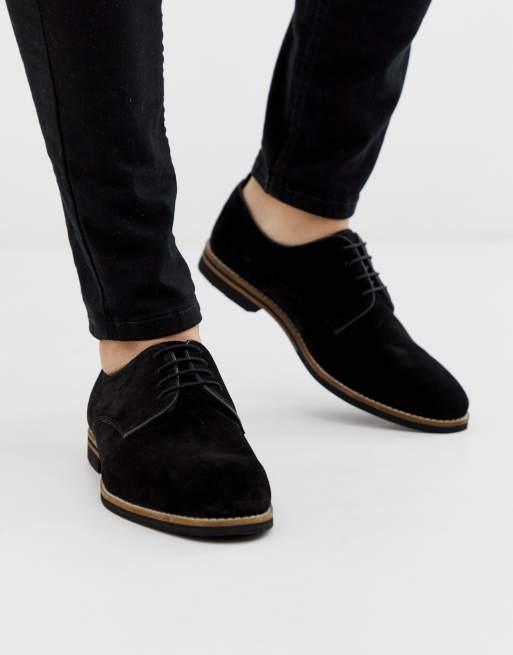 Zapatos Negros De Ante De Ancho Con Cordones Y Suela En Contraste De ASOS DESIGN | pamso.pl