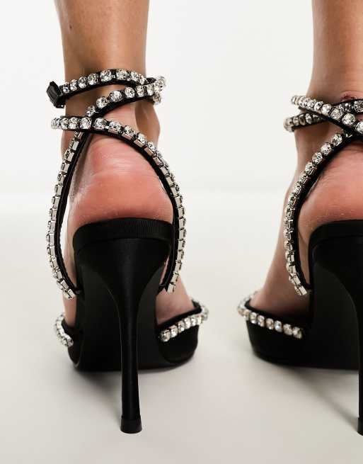 Zapatos negros de tacón con abalorios Frankiee exclusivos de Public Desire, 4 de 4