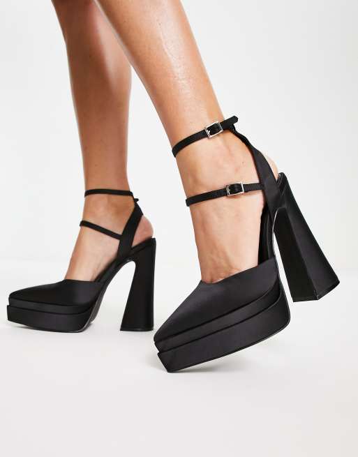 Zapatos negros de tacón con plataforma y puntera fina Parton de ASOS DESIGN | ASOS