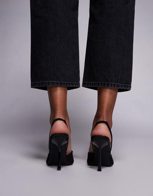 Zapatos negros de tacón de encaje Bebee de Simmi London, 3 de 4