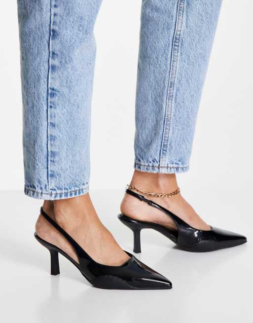 Zapatos negros de tacón medio con tira talonera Silent de ASOS DESIGN, 4 de 4