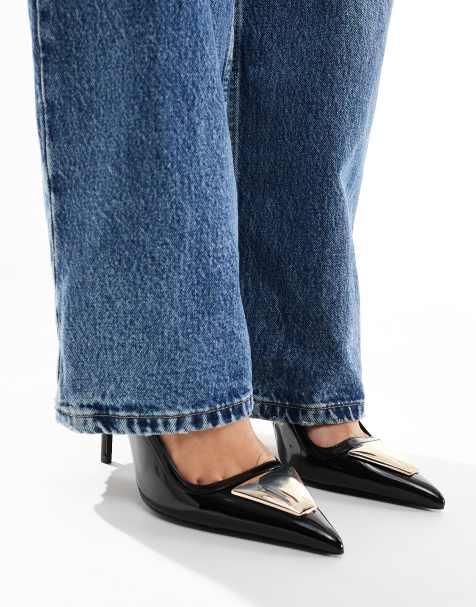 Zapatos negros destalonados de tacón alto con detalle de bridón Pardon de ASOS DESIGN - view 1